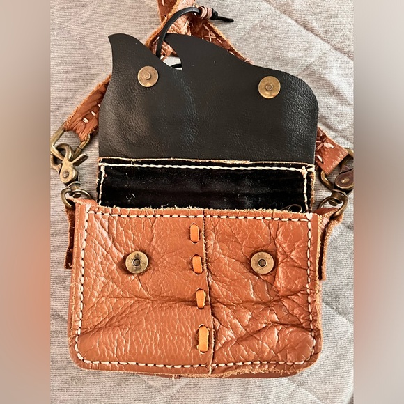 ATLAS GOODS Handmade Brown Leather Crossbody Southwest w Turquoise Purse Bag - Picture 7 of 11